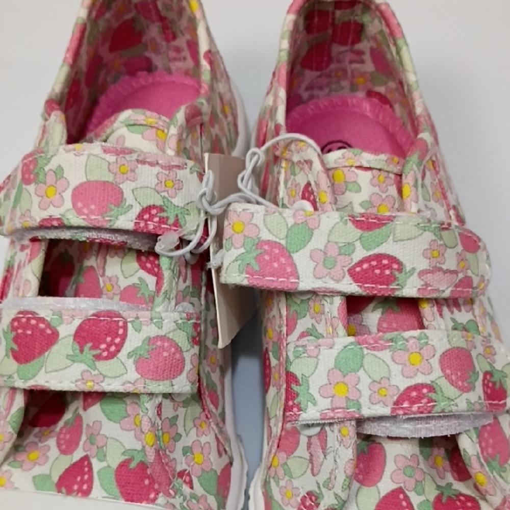 BUMBLE & BIRDIE Girl's Strawberry Print Velcro Sneakers - Pink White SIZE 12 NWT - Picture 7 of 8